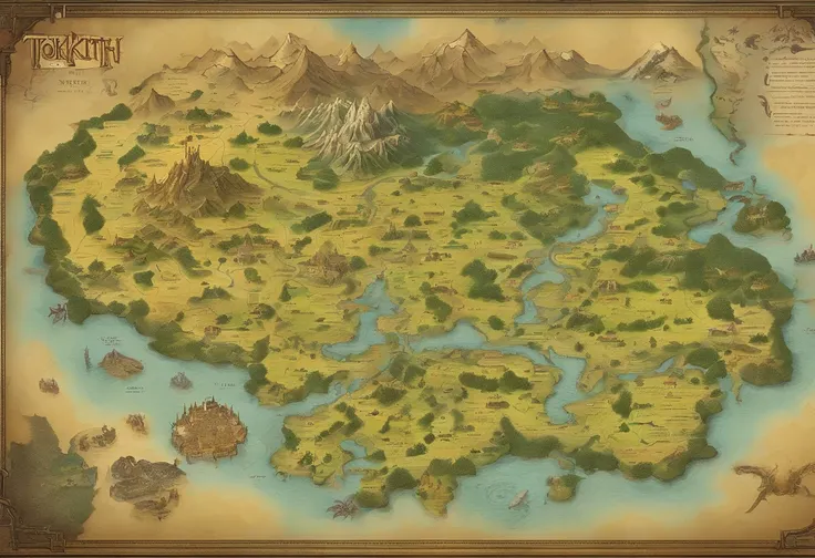 tokkien world style map of middle-earth