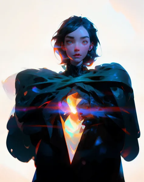 there is a woman in a black jacket and a shiny cape, artgerm e atey ghailan, obras de arte no estilo de guweiz, rossdraws global...