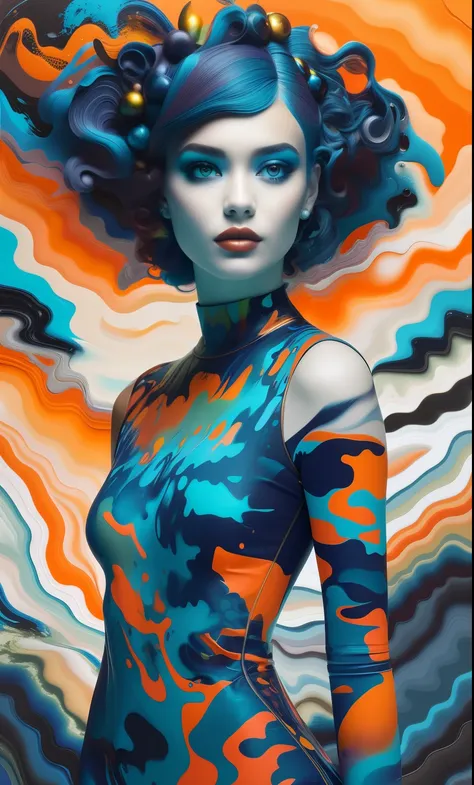 by luis duarte, closeup, beautiful sensual scandinavian woman in [fractal clouds jungle swamp] body suit, [kuvshinov | van gogh ...