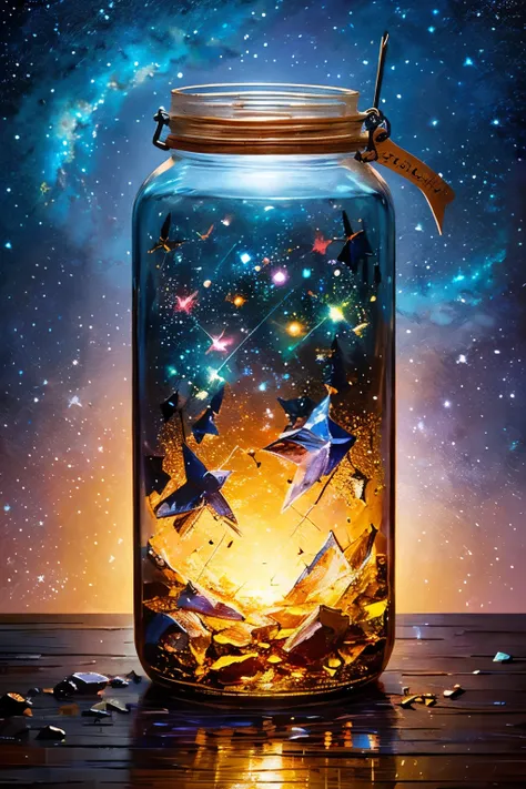 ​masterpiece、top-quality、（very delicate and beautiful starry sky landscape trapped in a jar）、world masterpiece theater、high-reso...