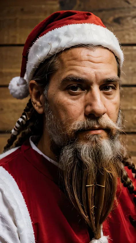 um close no papai noel,  rio de janeiro, santa claus , white bearded man,  red shirt, elderly, dread look rastafare